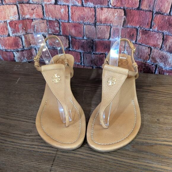 Tory Burch Britton Logo Cork Wedge Sandals Size 9.5 - Picture 1 of 9